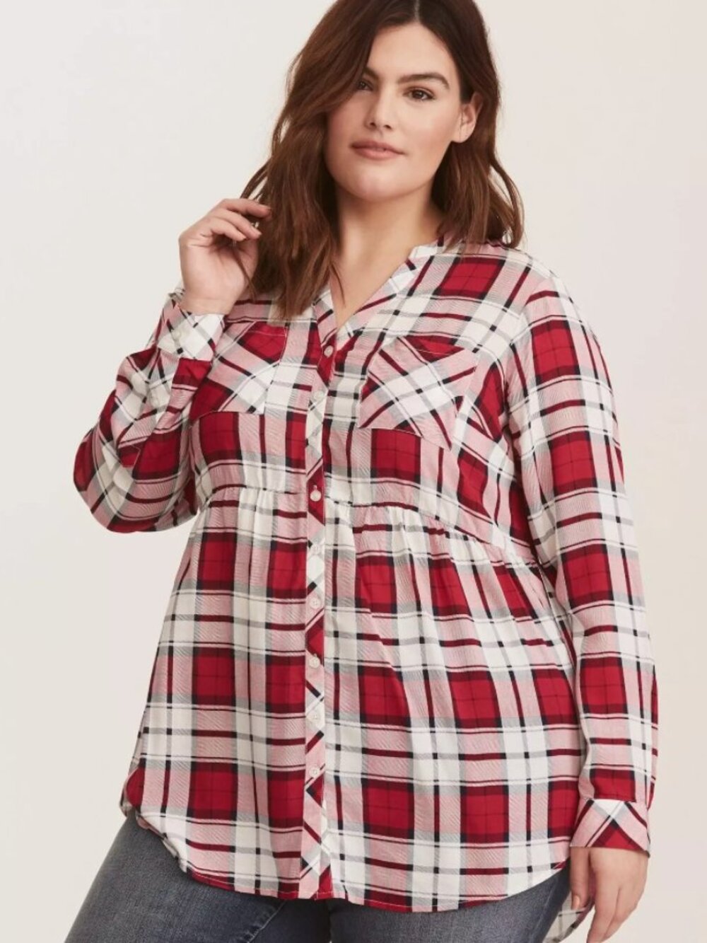 Torrid | Emma Babydoll Challis Button-Front Tunic | Size 2